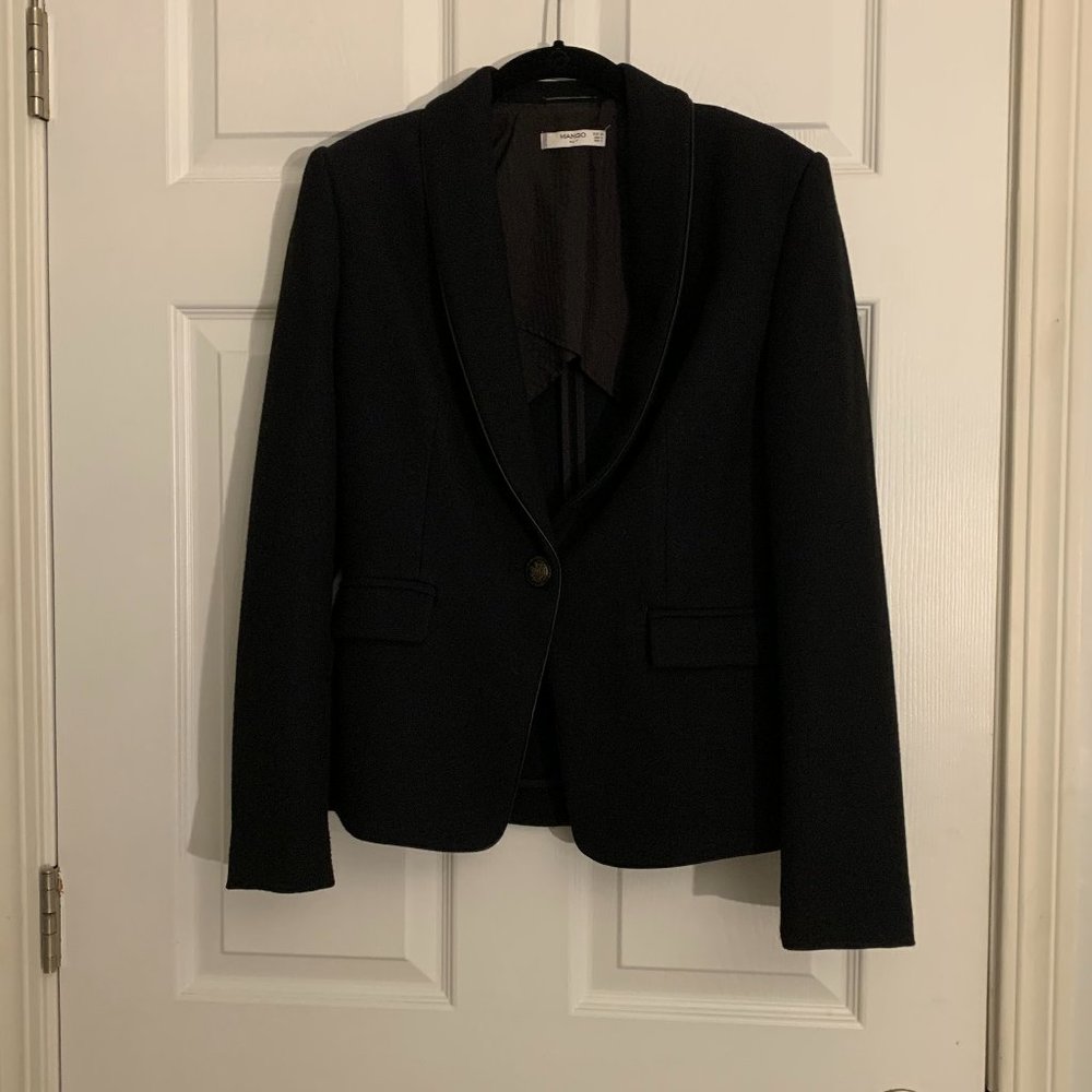 Navy Suit Jacket with Piping Detail